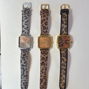 THREE Joan Rivers Animal Print Watches